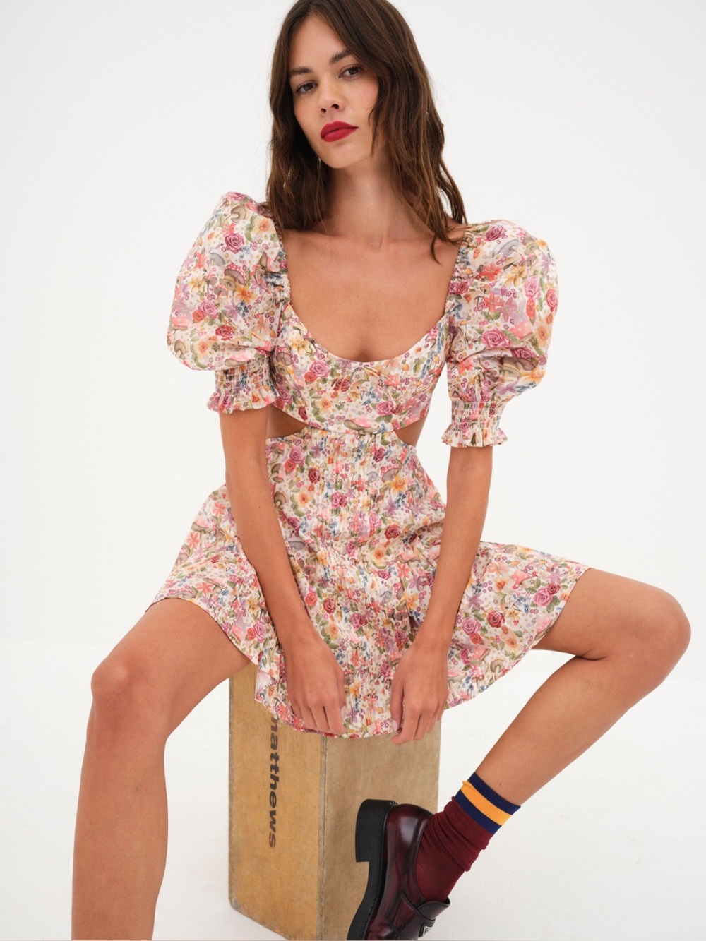 For Love & Lemons Arya Floral Cutout Mini Dress Women’s XS